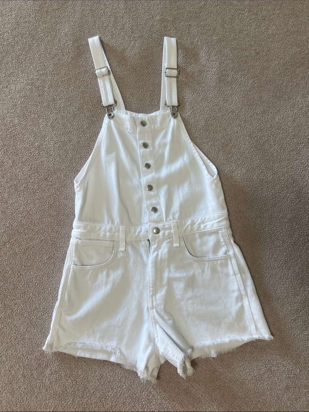 rag & bone - “ The Lou” White Denim / Jean Short Overalls - Size - Small
